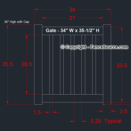 PVC Gate dimensions 34 x 35.5